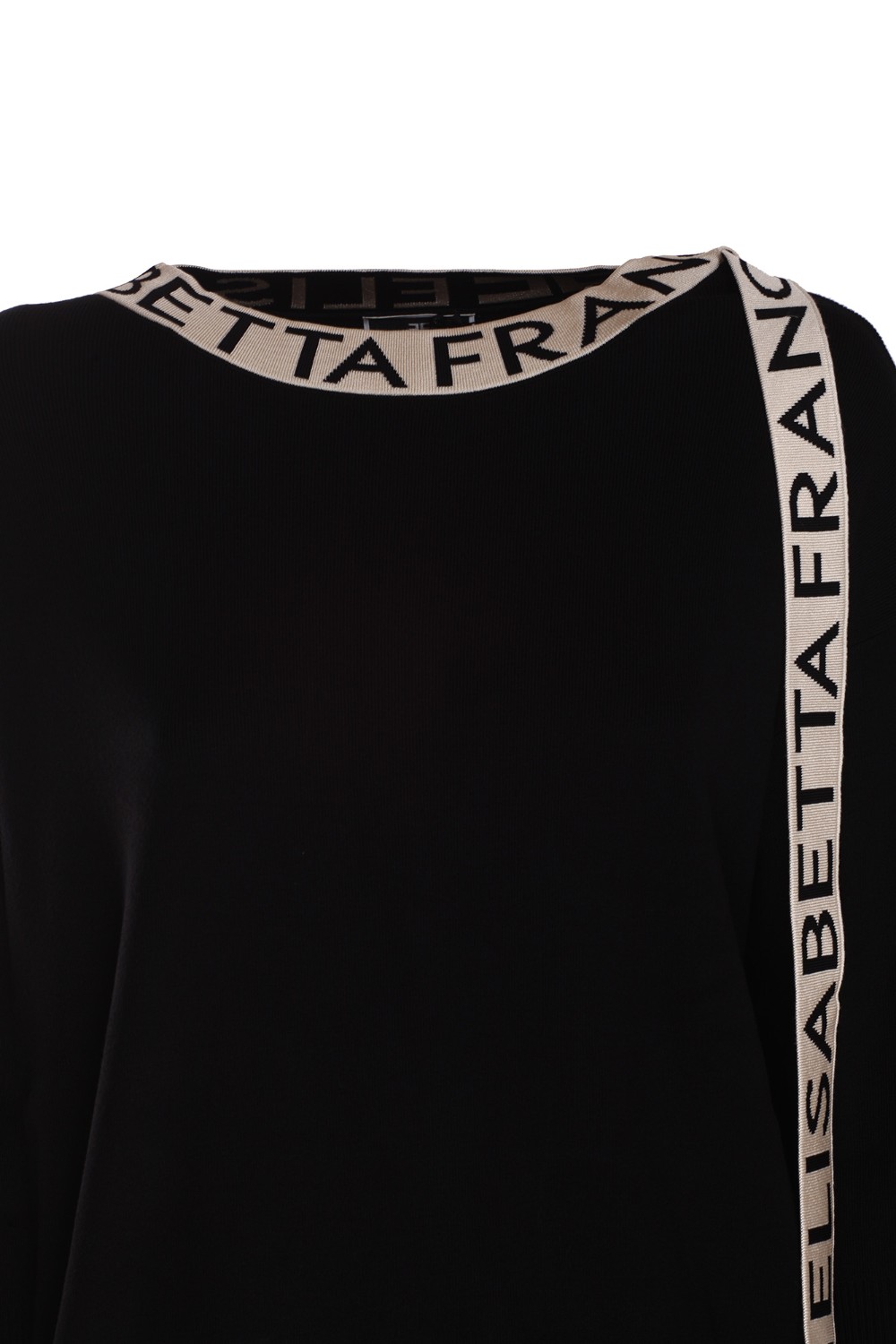 shop ELISABETTA FRANCHI Saldi Maglia: Elisabetta Franchi maglia con foulard logato.
Over  size fit.
Asimmetrica.
Bande in contrasto nel collo che diventano un foulard da regolare sia come fiocco che come sciarpa.
Manica a 3/4.
Composizione: 82% viscosa 18% poliammide. 
Made in Italy.. MK38S26E2-685 number 3810